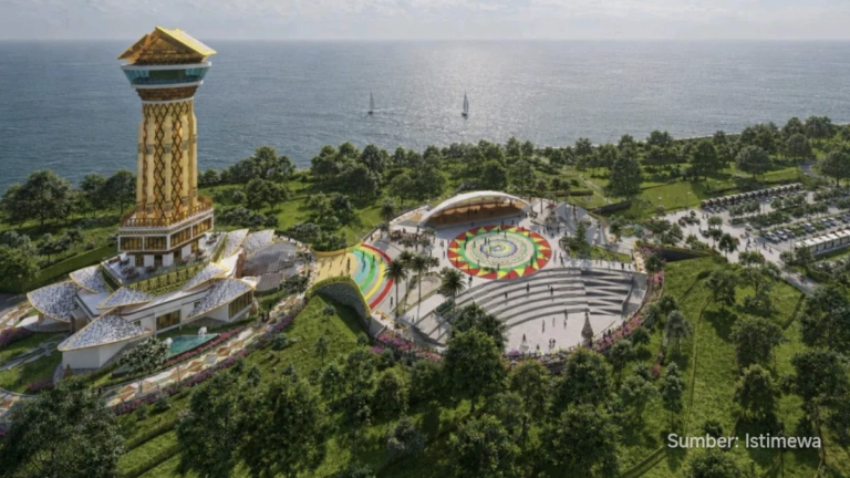 Visualisasi 3D rencana pembangunan Museum dan Monumen Bahasa Nasional di Pulau Penyengat.
