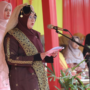 Bupati Siak Afni Zulkifli berbicara di upacara Hari Jadi ke-27 di Tugu Istana Siak