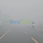 Kabut asap tebal menutupi jalan menuju Tanjung Uban di Bintan