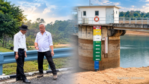 Kepala BP Batam Amsakar Achmad memeriksa kondisi Waduk Nongsa di Batam