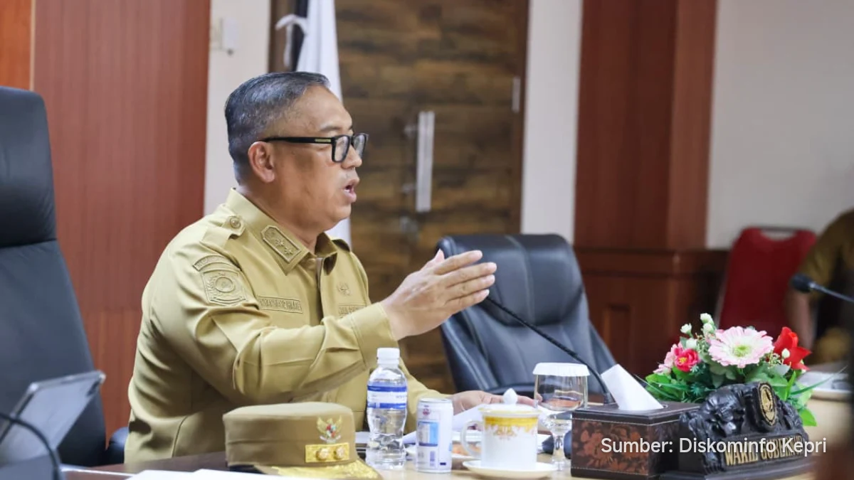 Wakil Gubernur Nyanyang Haris Pratamura berbicara dalam rapat di Kantor Gubernur Kepri